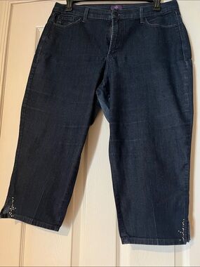 NYDJ Indigo Cropped Ankle Jeans with Hem Stud Accents